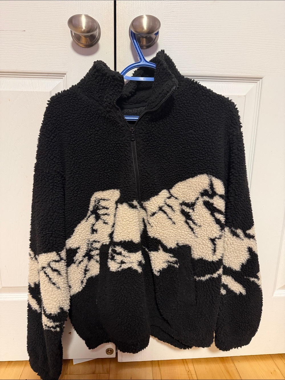 Ardene Black & Cream Sherpa Half-Zip